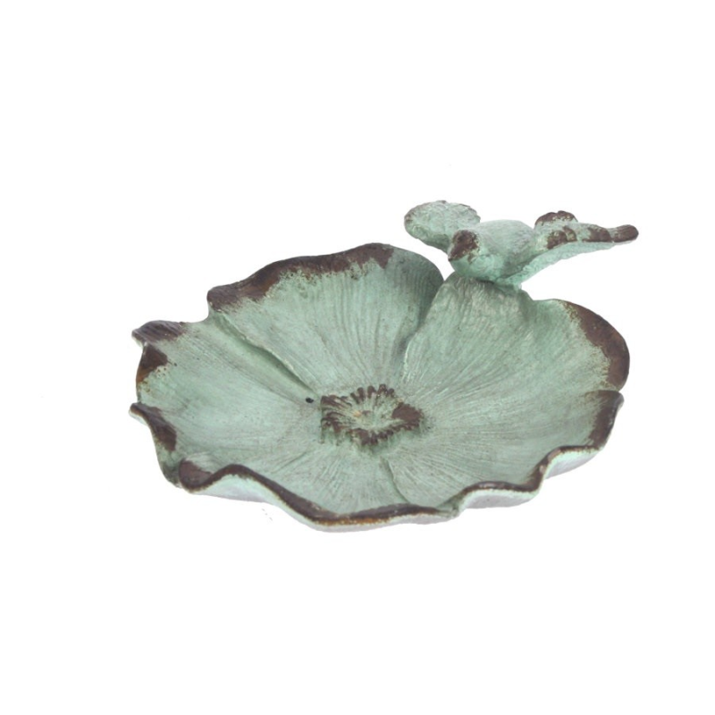 schaaltje bloemvorm met vogel in turquoise